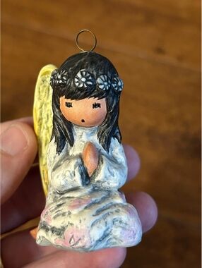 Vintage Goebel Praying Angel Figurine with Yellow Wings